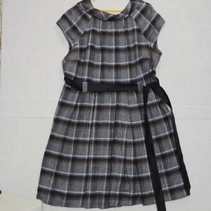 Zapelle Plus Size 3X 24W Grey Plaid Cotton Fit & Flare Midi Dress Belted women